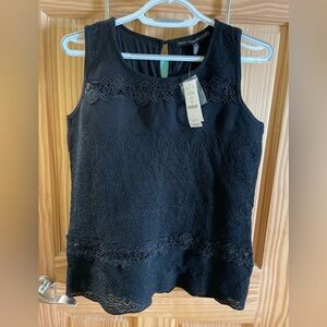Sleeveless Lace texture shell black